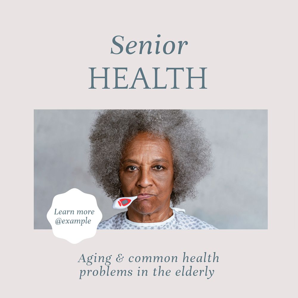 Senior health Instagram post template, editable text