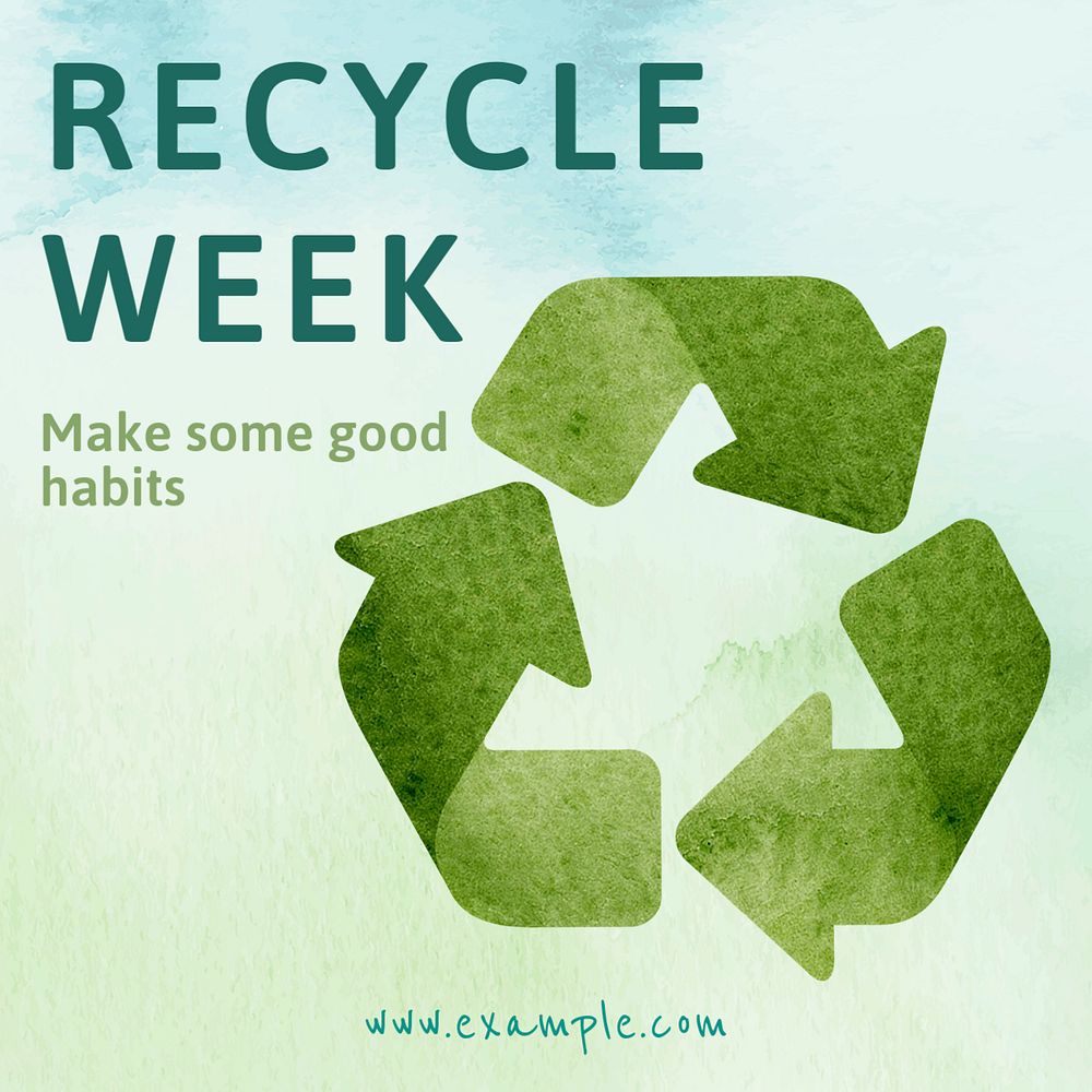 Recycle week Instagram post template, editable text