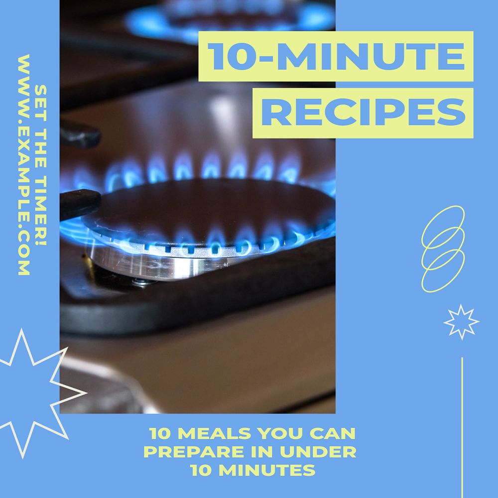 Quick food recipe Instagram post template, editable text