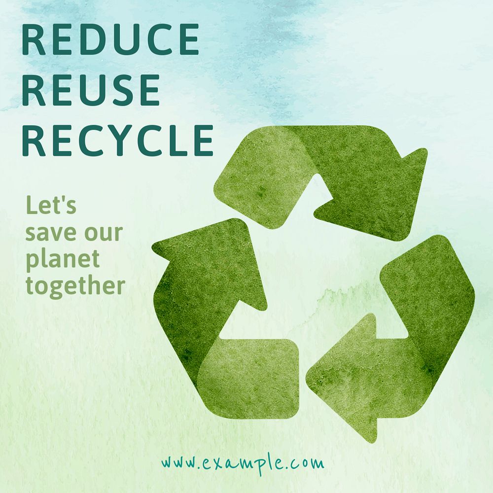 Reduce reuse recycle Instagram post template, editable text