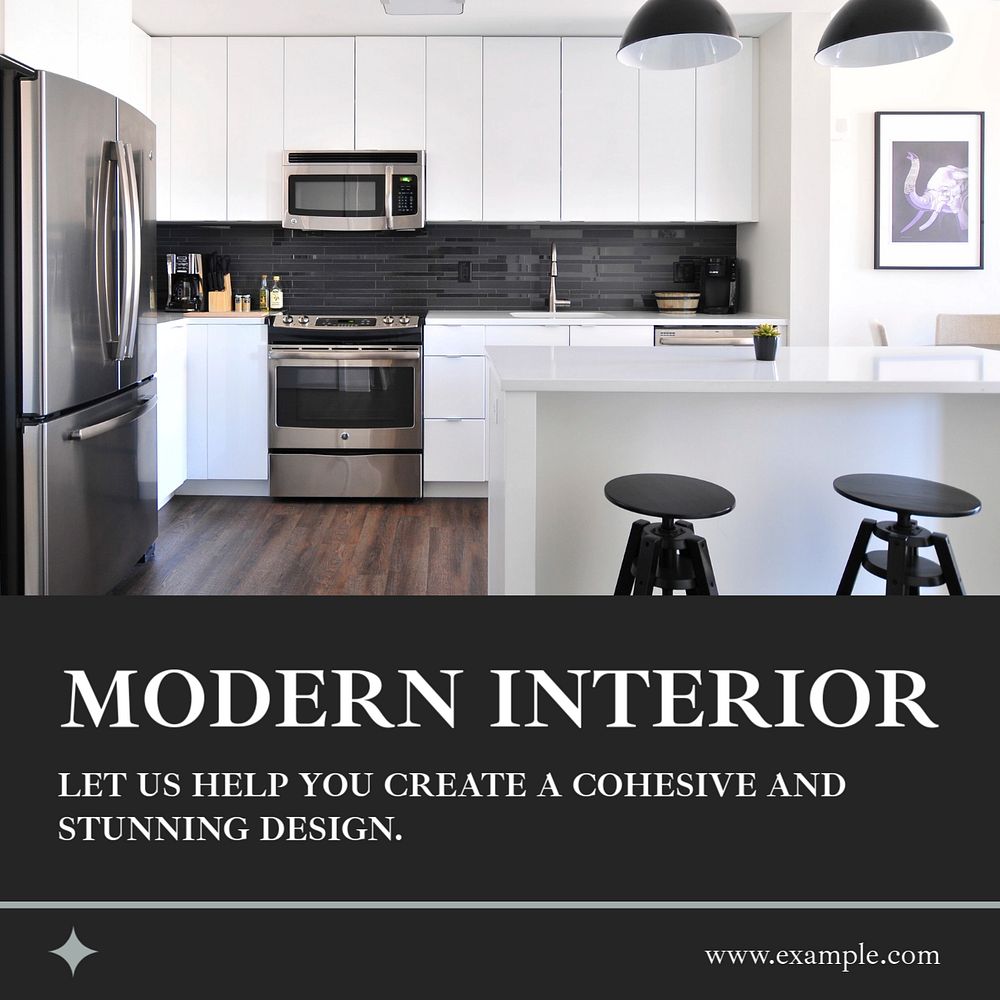 Modern interior Instagram post template, editable text