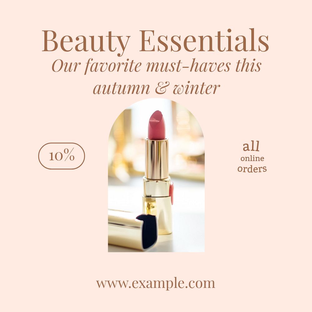 Beauty essentials Instagram post template, editable text