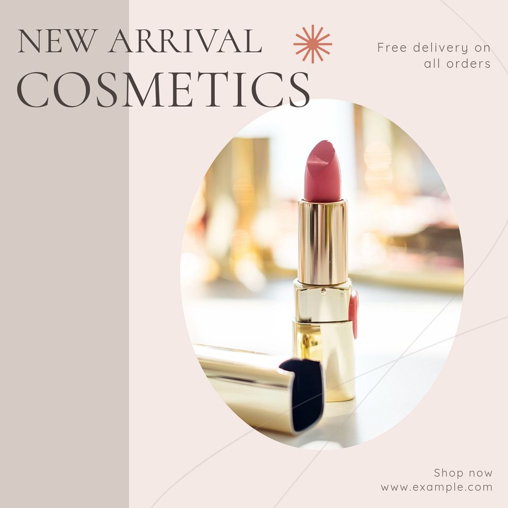 New arrival cosmetics Instagram post template, editable text