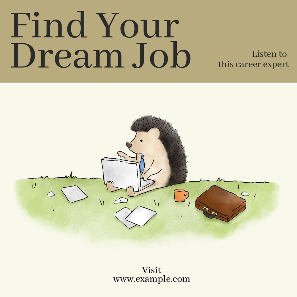 Find your dream job Instagram post template, editable text