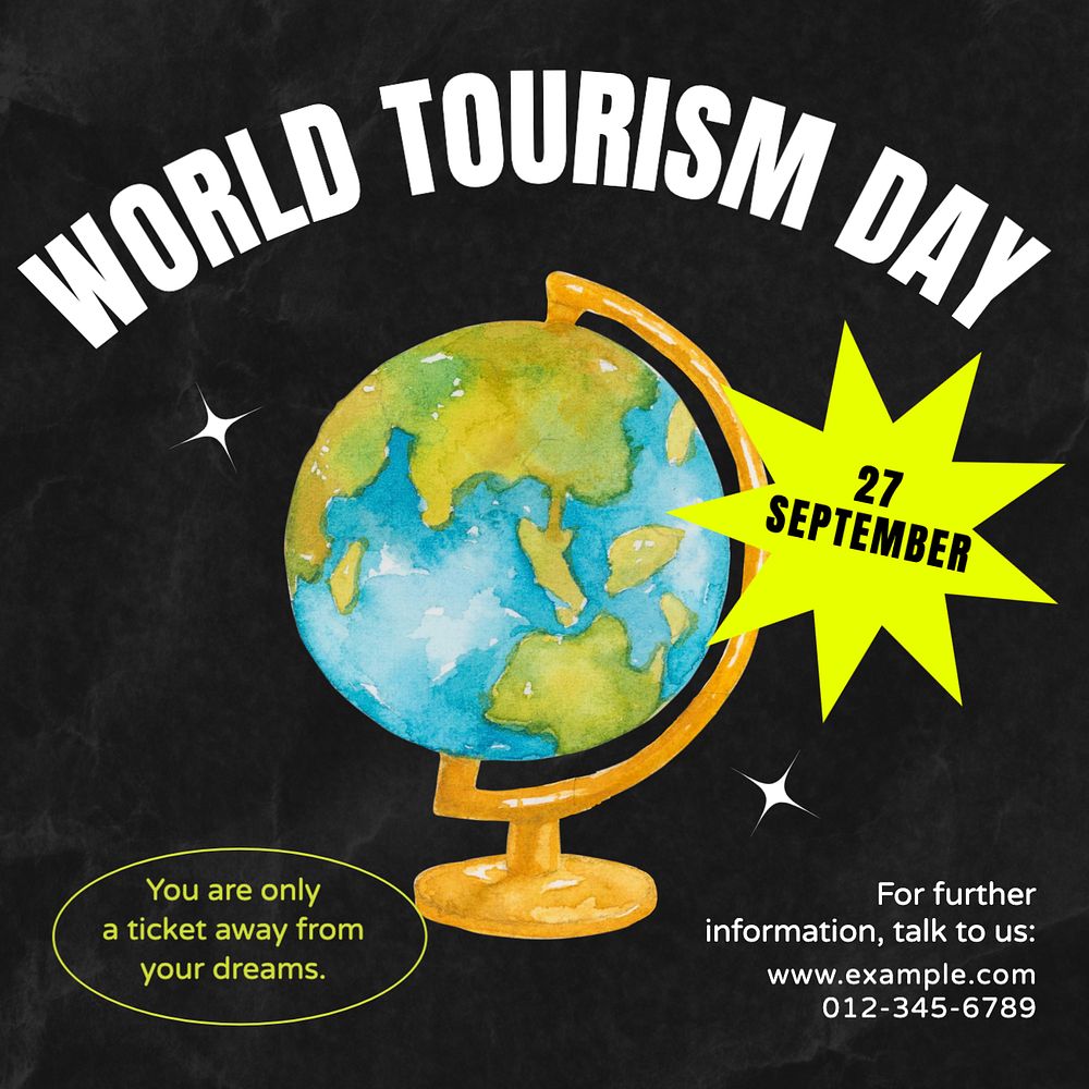 World tourism day Instagram post template, editable text