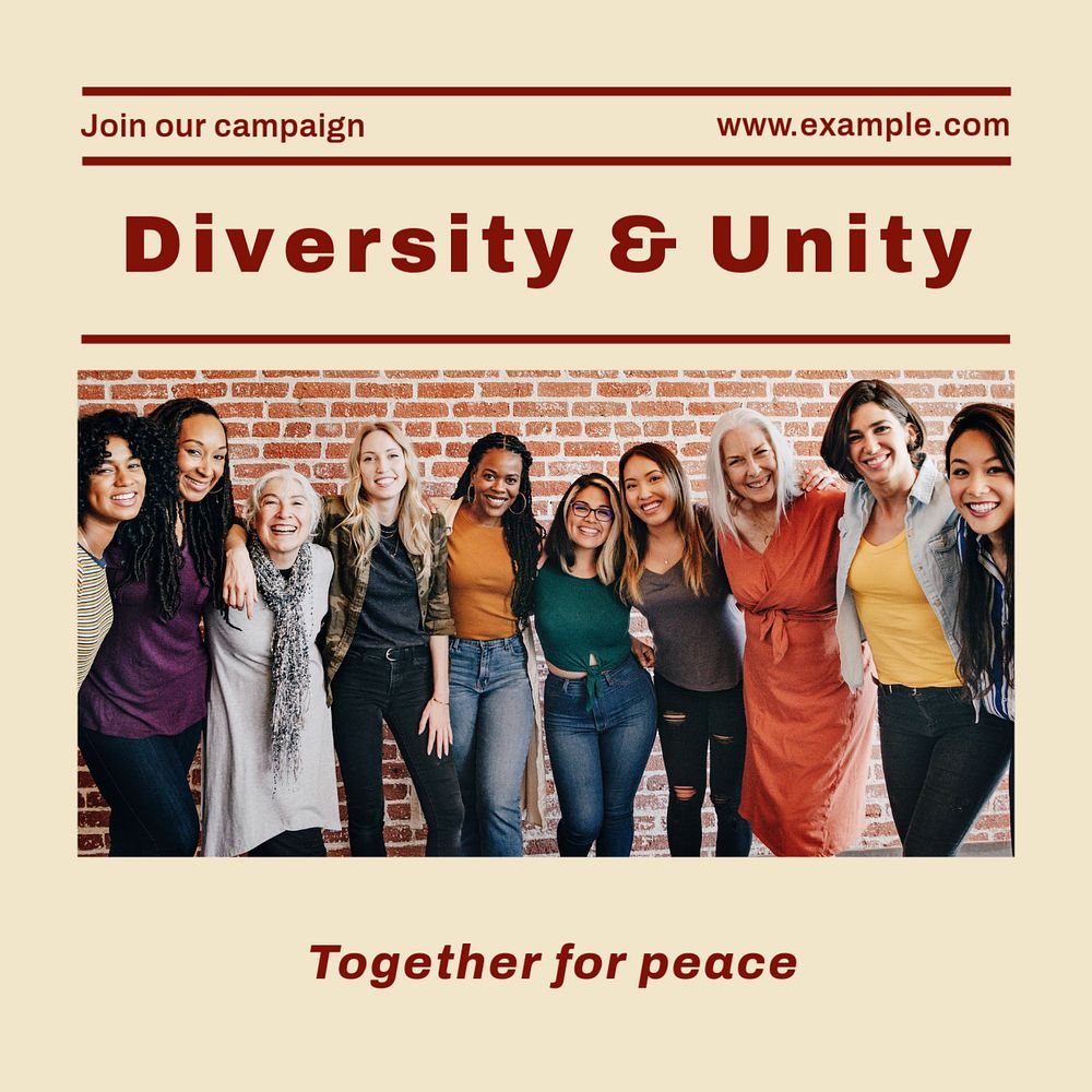 Diversity & unity Instagram post template, editable text