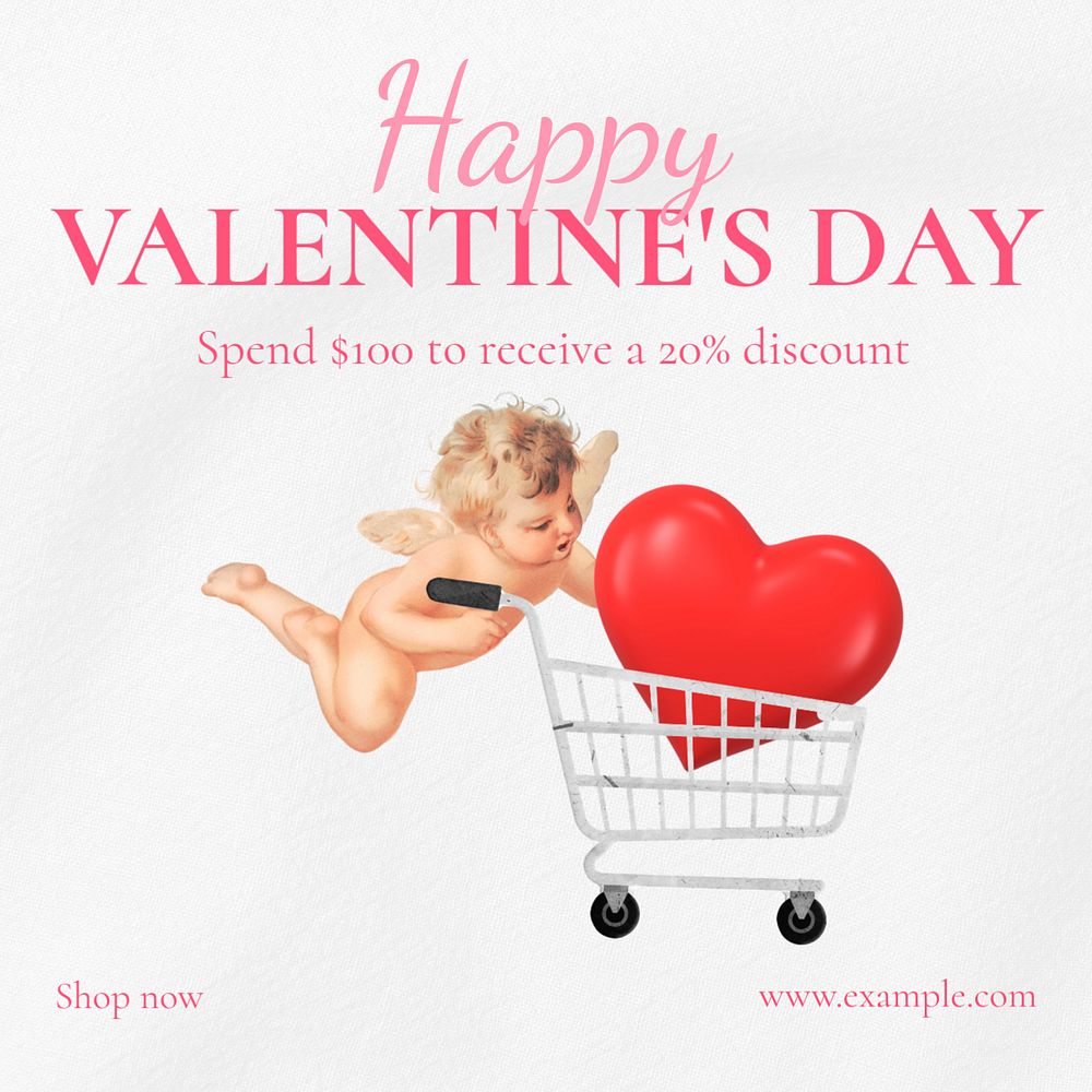 Valentine's day sale Instagram post template, editable text