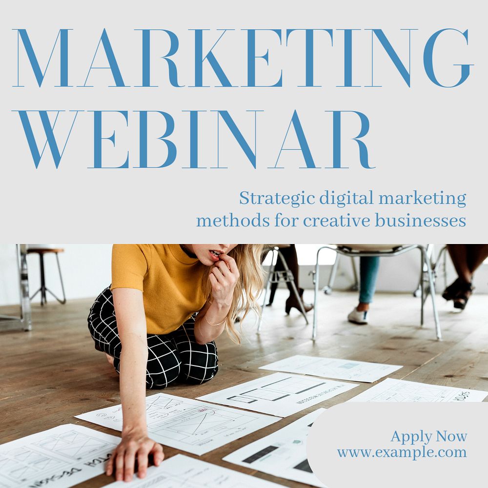 Marketing webinar Instagram post template, editable text