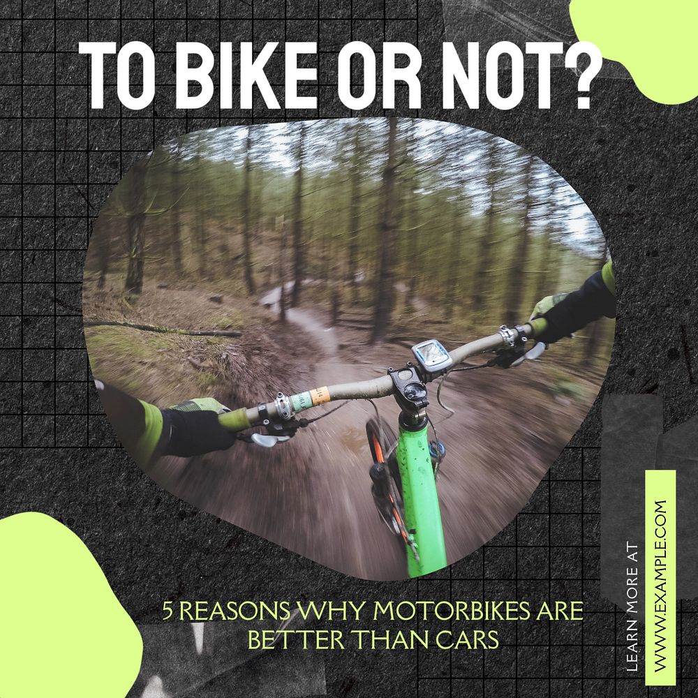 Motorbikes vs cars Instagram post template, editable text