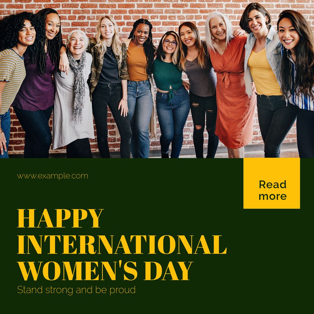 Women's day Instagram post template, editable text