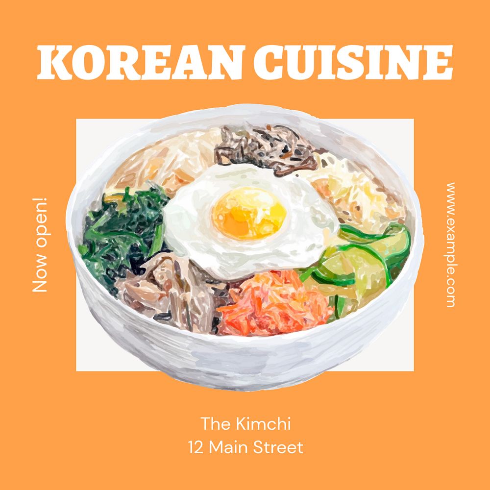 Korean cuisine Instagram post template, editable text