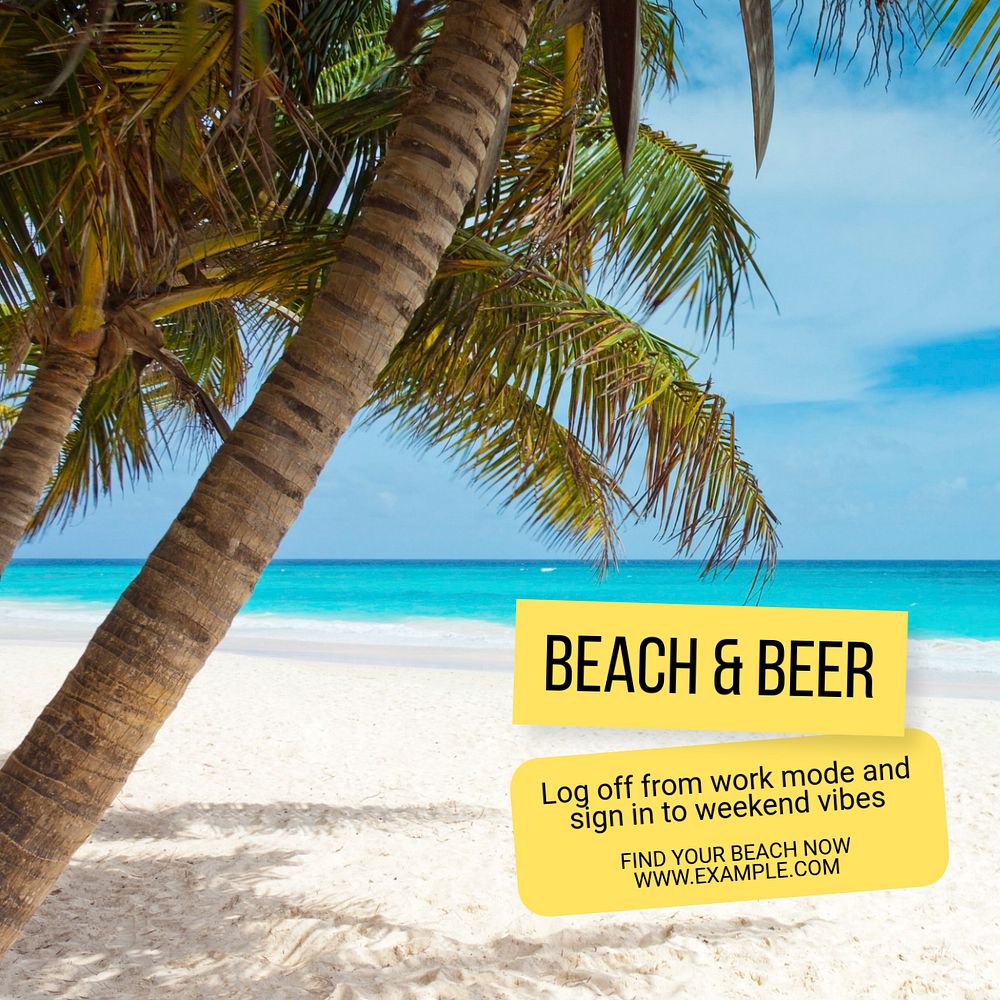 Beach and beer Instagram post template, editable text