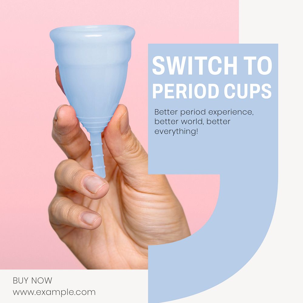 Period cups Instagram post template, editable text