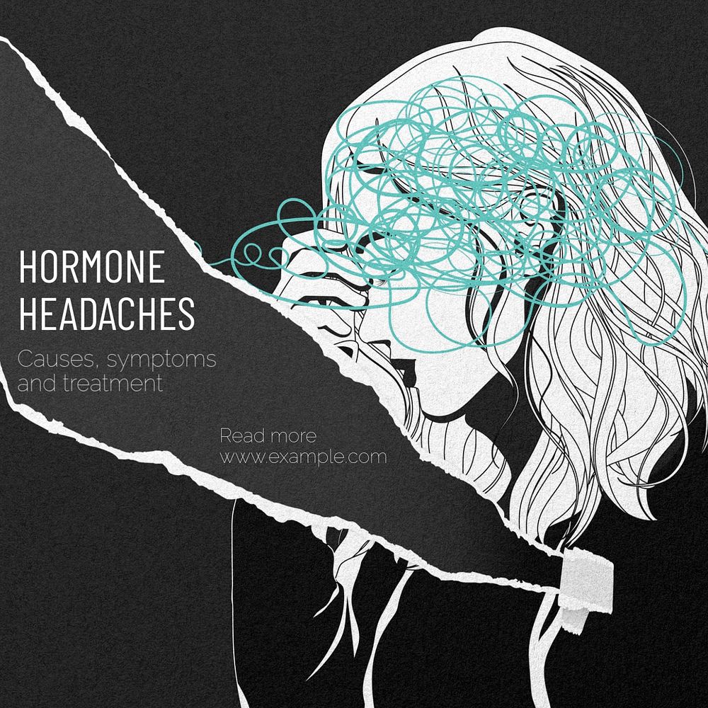 Hormone headaches Instagram post template, editable text