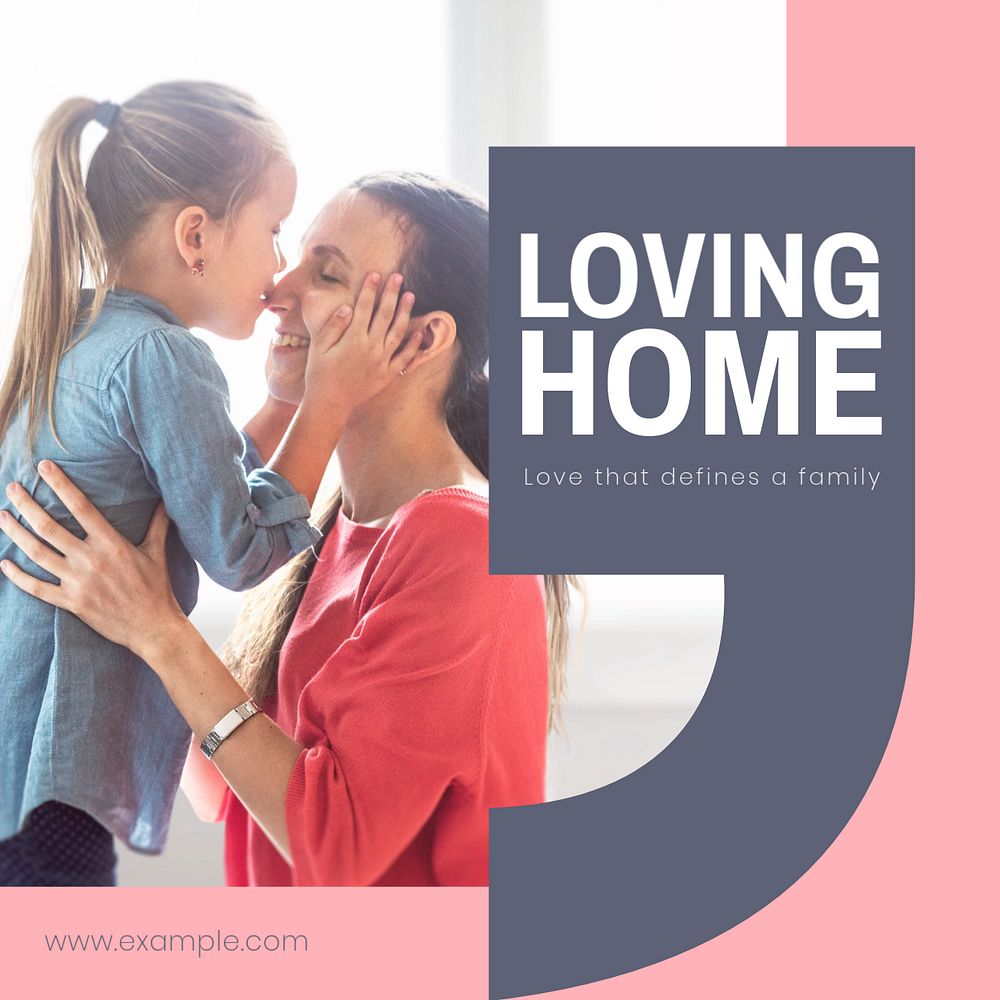 Loving home Instagram post template, editable text