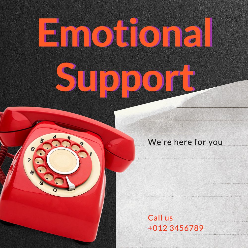 Emotional support Instagram post template, editable text