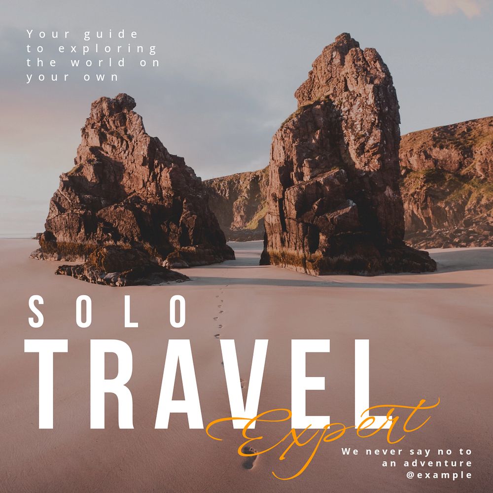 Solo travel Instagram post template, editable text