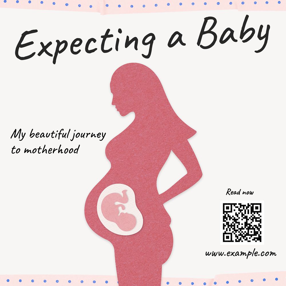 Expecting baby Instagram post template, editable text