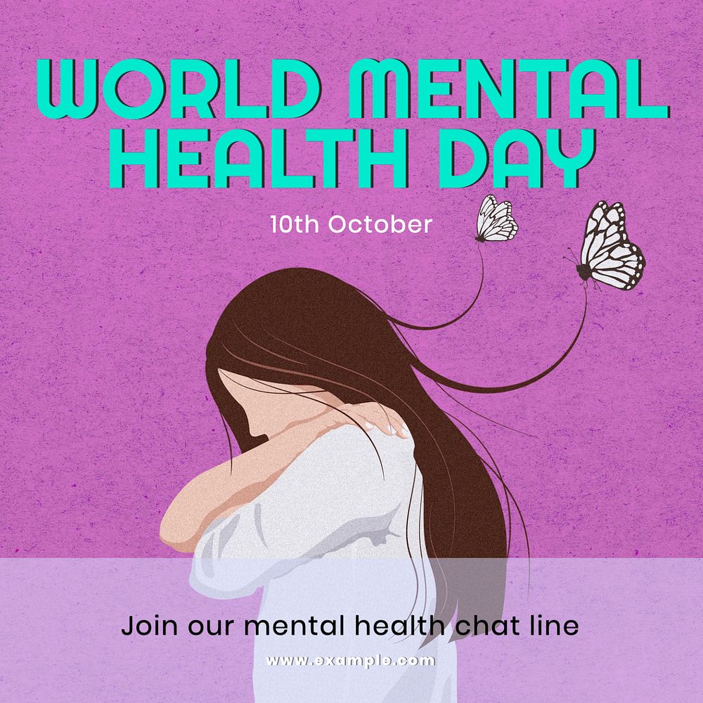 World mental health Instagram post template, editable text