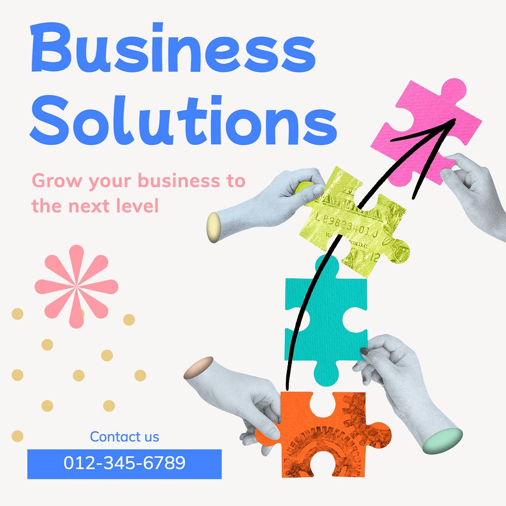 Business solutions Instagram post template, editable text