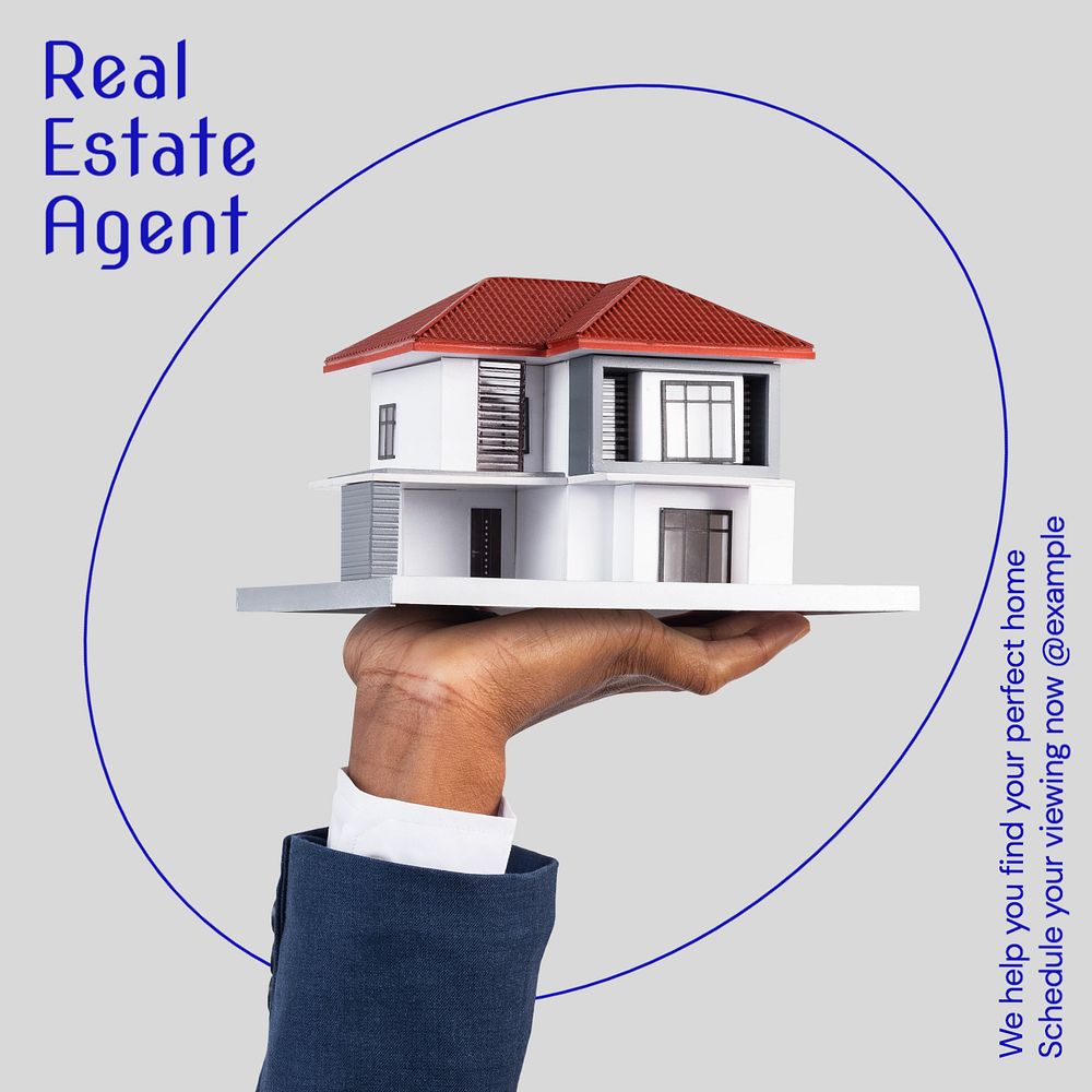 Real estate agent Instagram post template, editable text