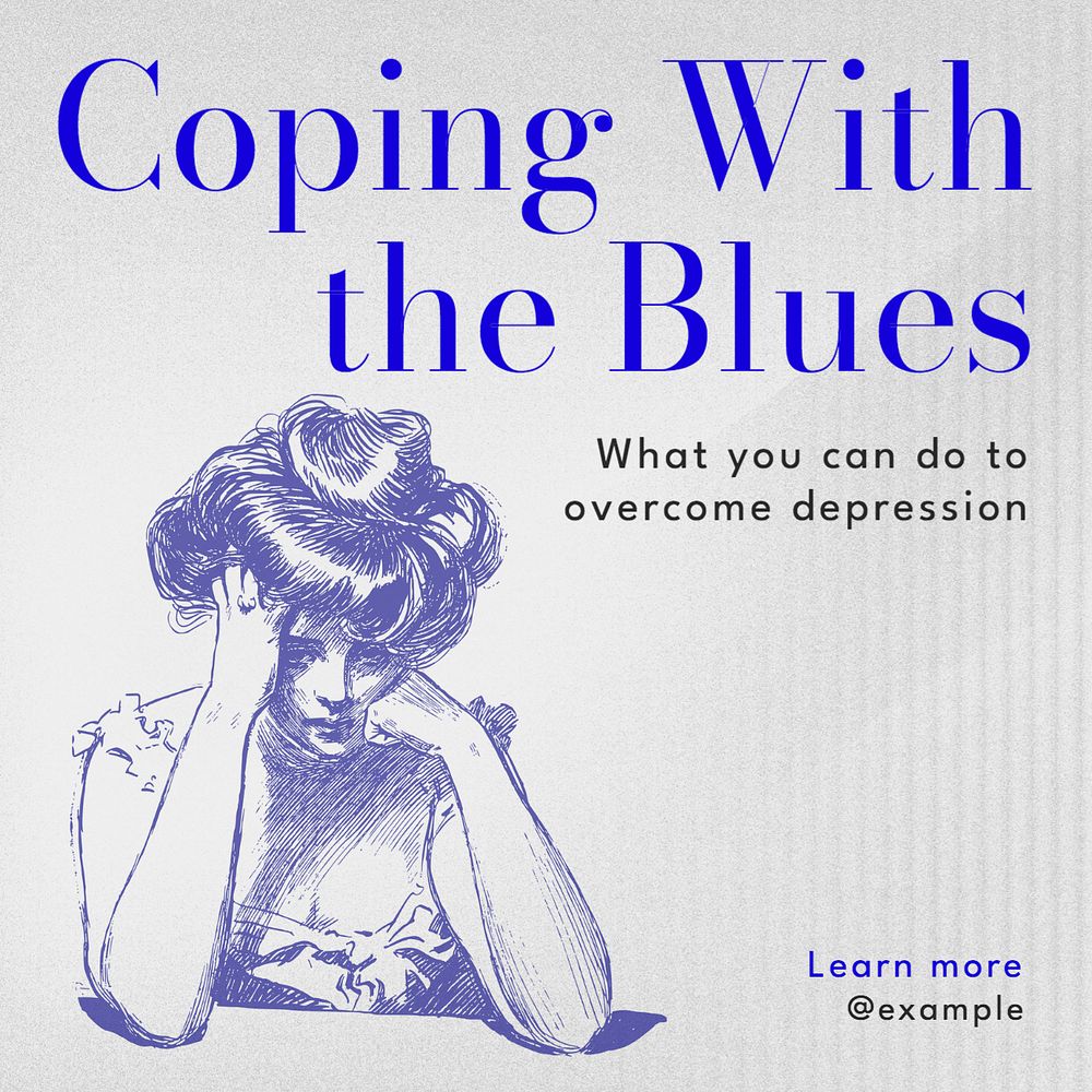 Overcoming depression Instagram post template, editable text