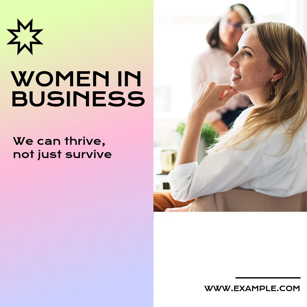 Women in business Instagram post template, editable text