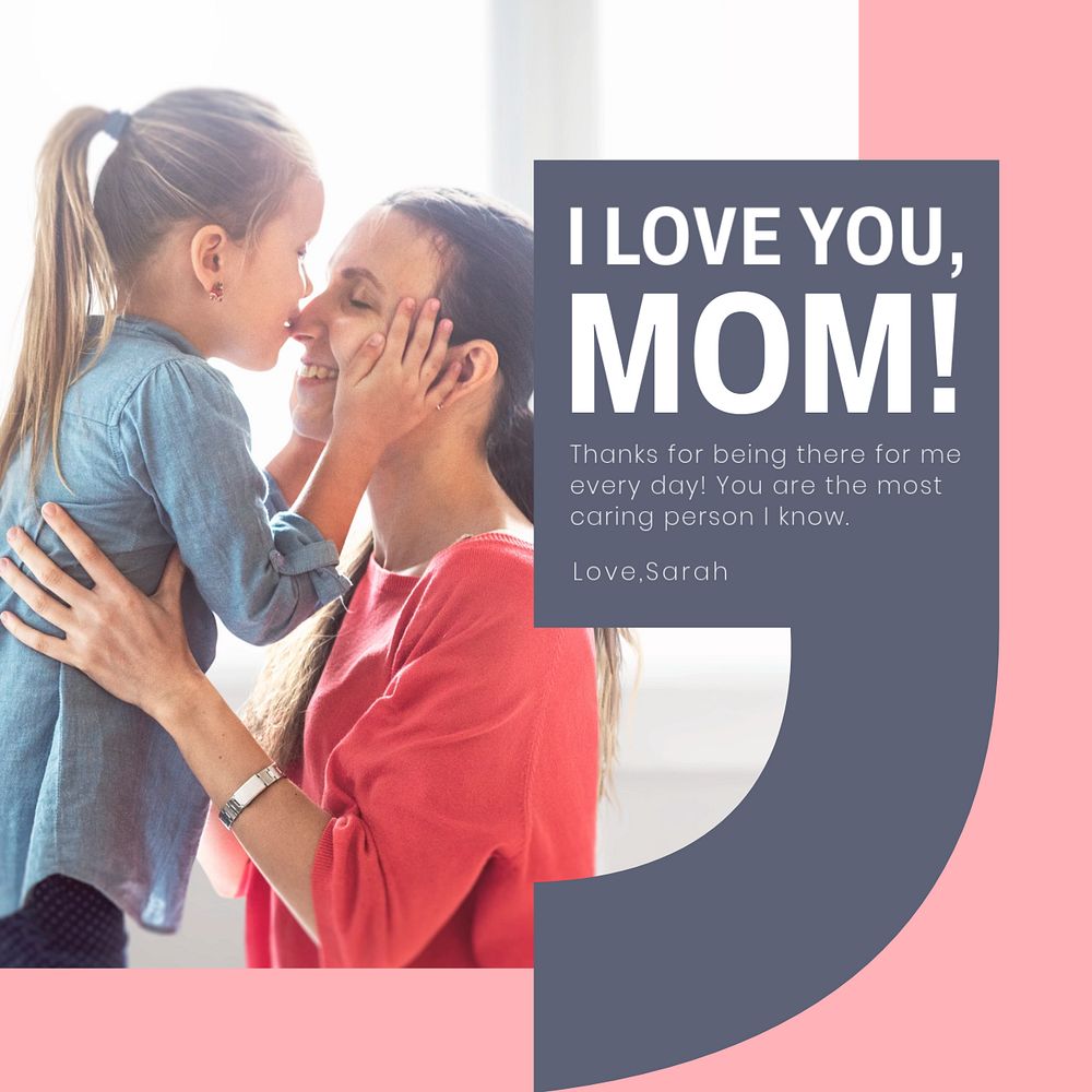 Love mom  Instagram post template, editable text