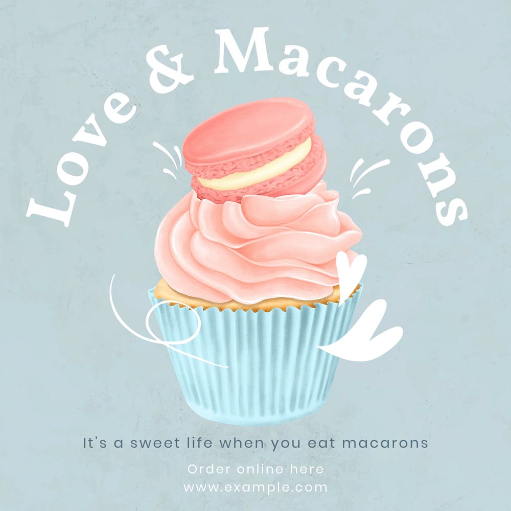 Macarons Instagram post template, editable text