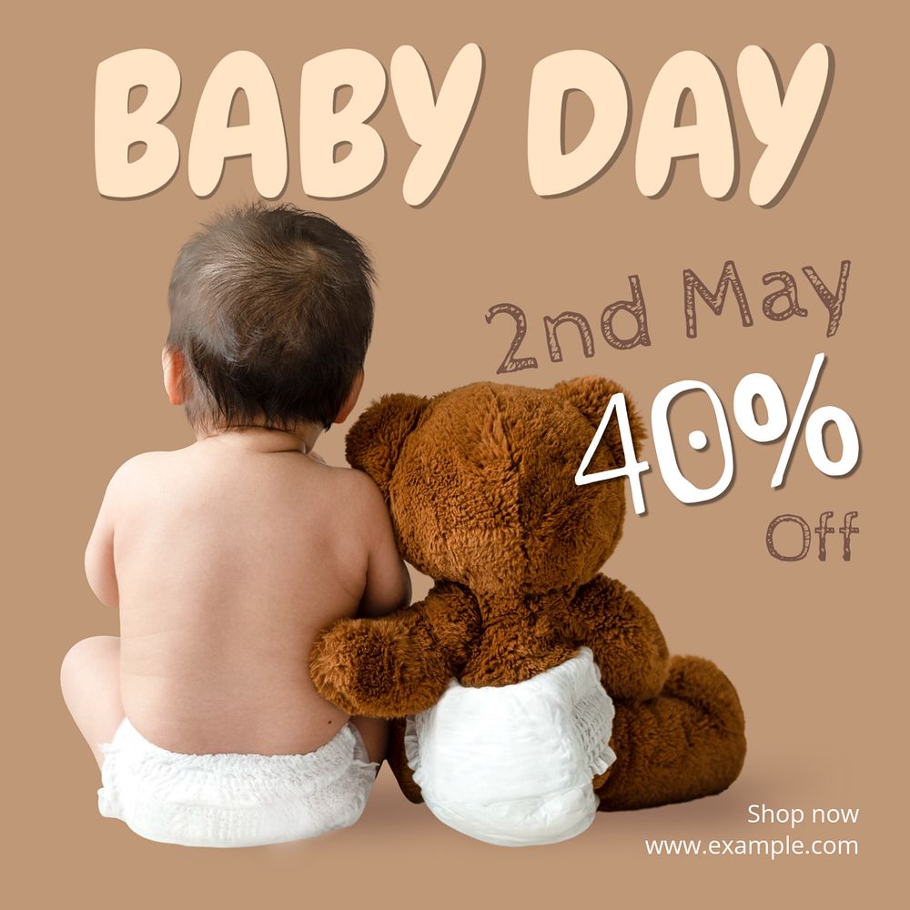 Baby Day sale Instagram post template, editable text