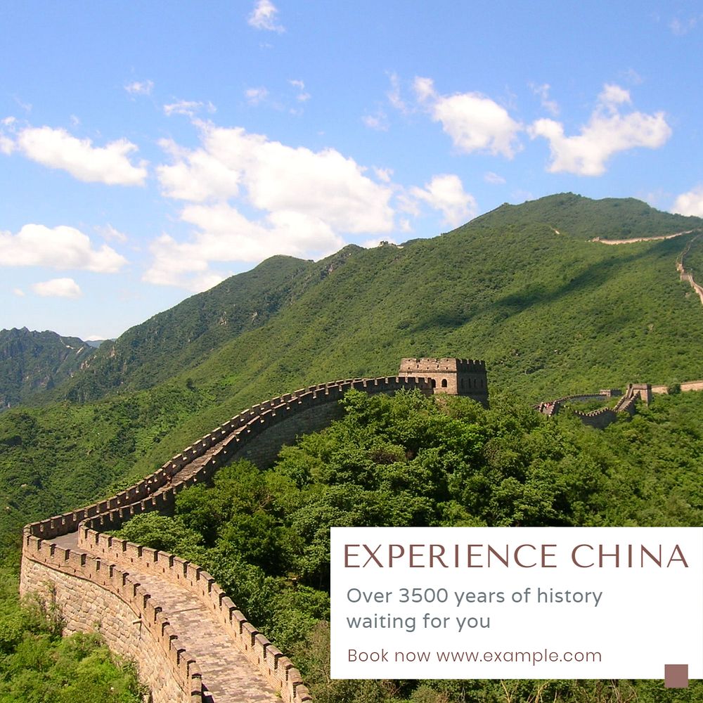 China travel Instagram post template, editable text