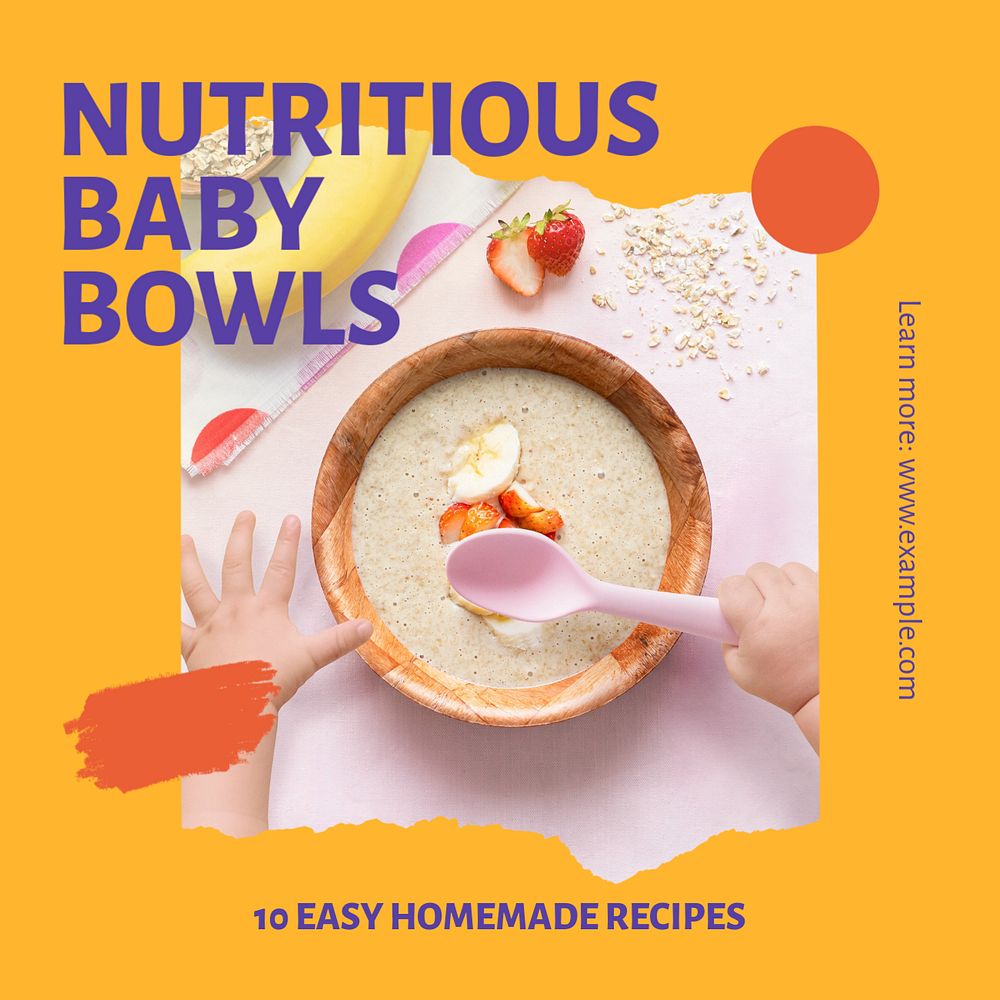 Nutritious baby food Instagram post template, editable text