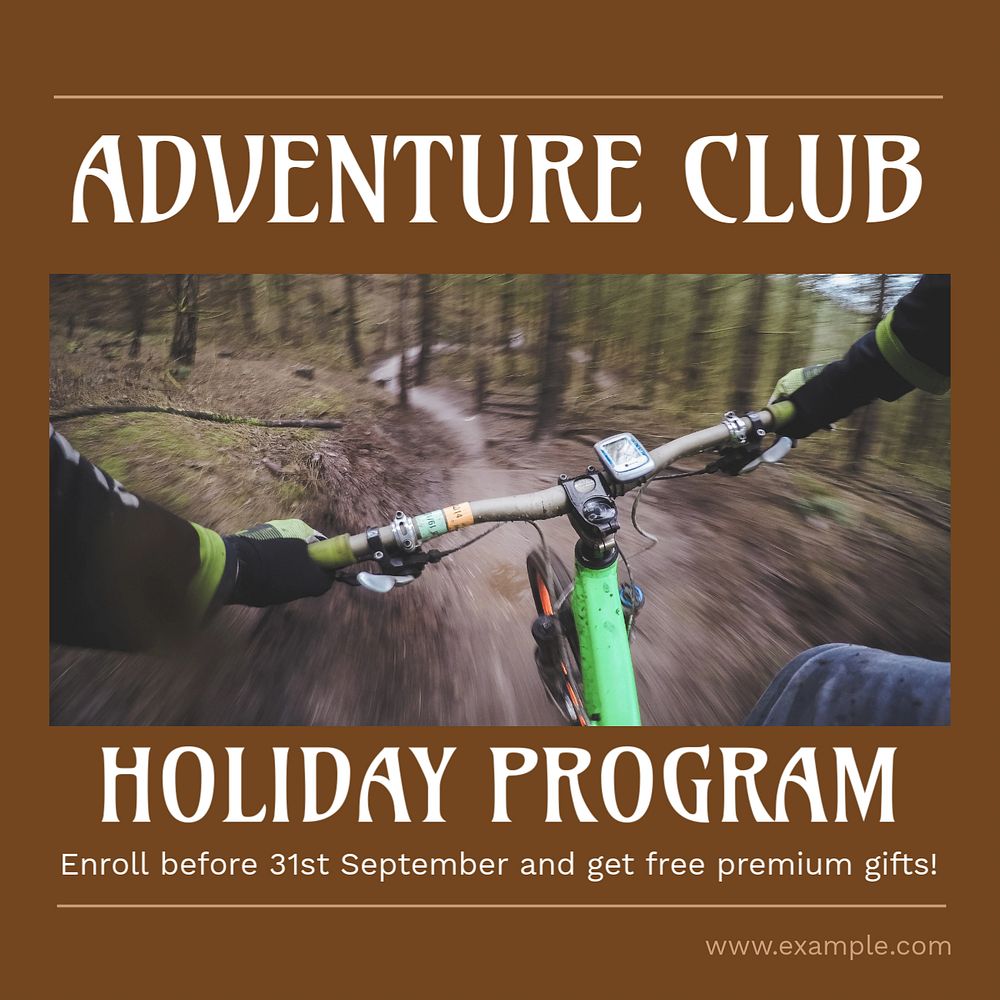 Adventure club Instagram post template, editable text