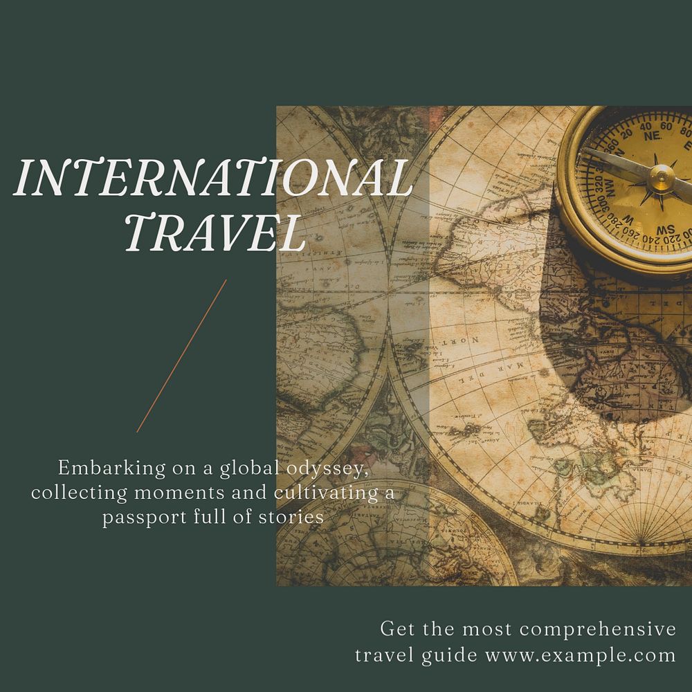 International travel Instagram post template, editable text