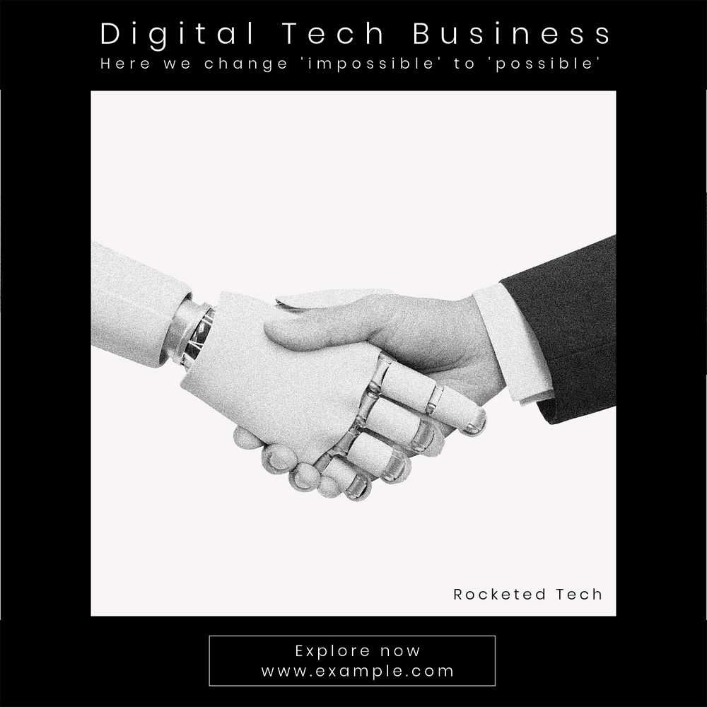 Digital tech business Instagram post template, editable text