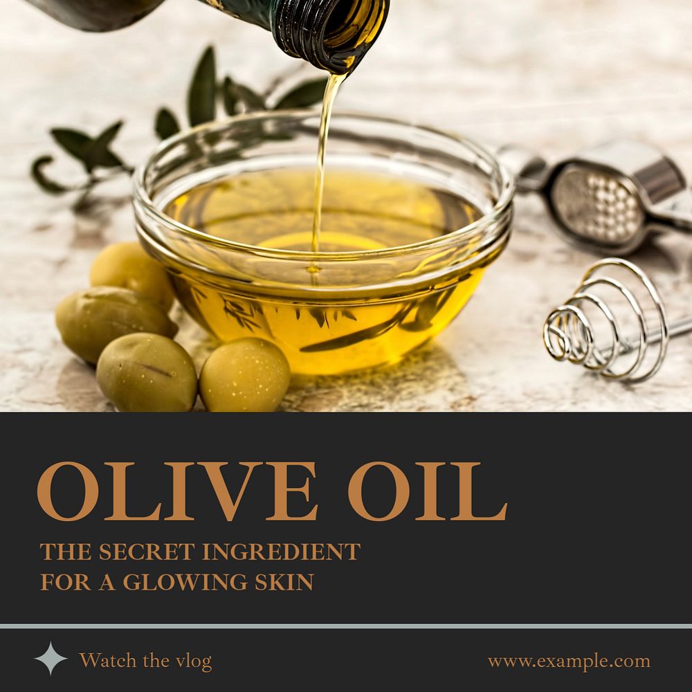 Olive oil Instagram post template, editable text