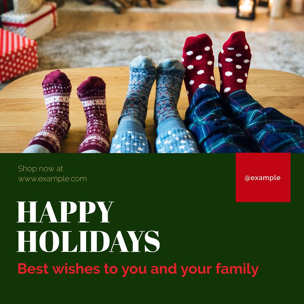 Happy holidays Instagram post template, editable text