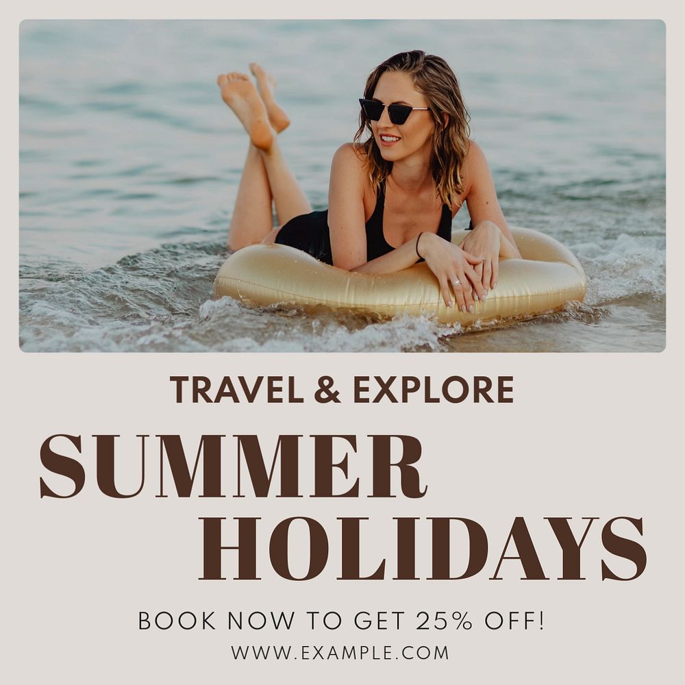 Summer trip Instagram post template, editable text