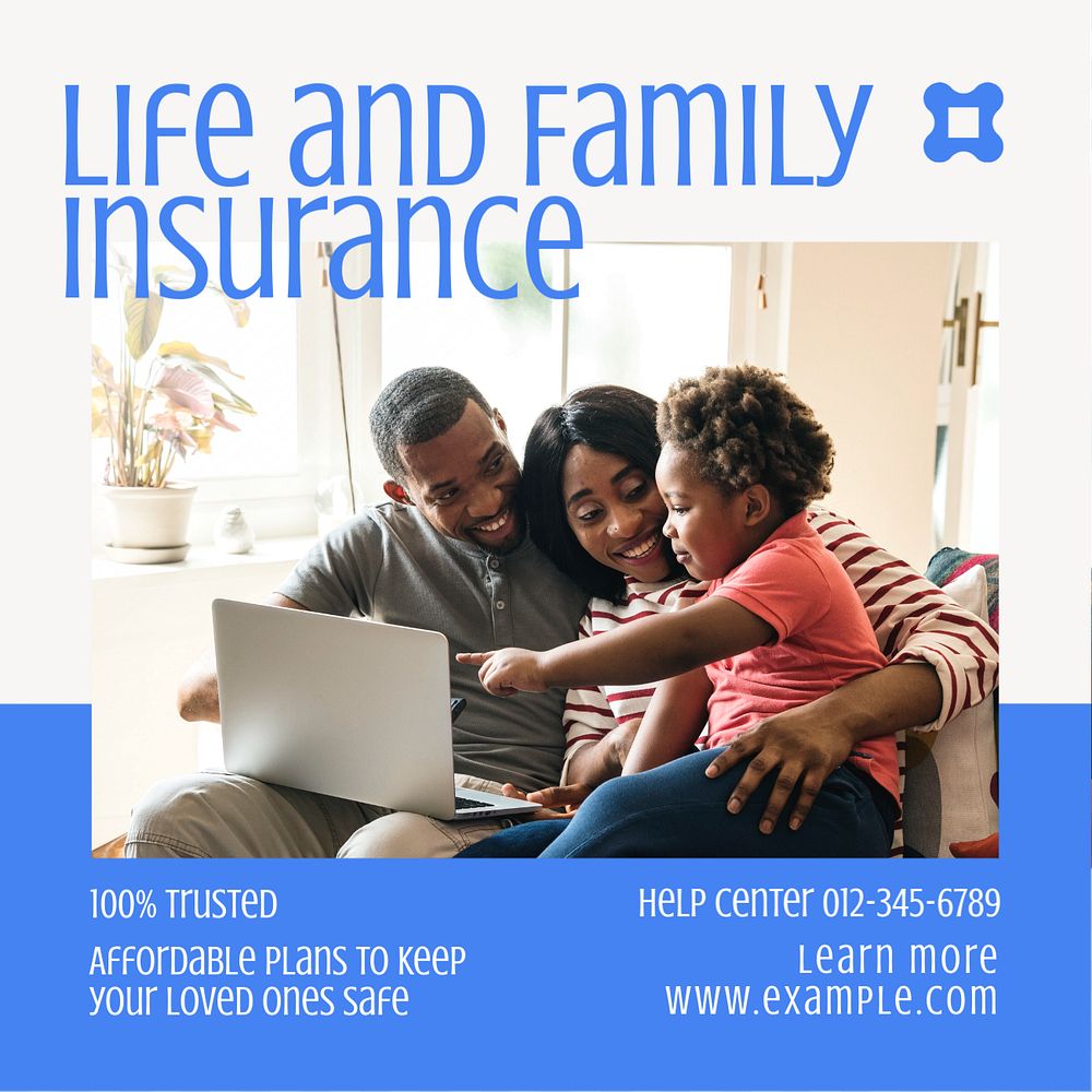 Life insurance Instagram post template, editable text