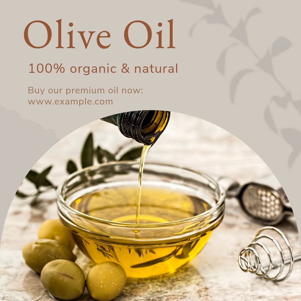 Olive oil Instagram post template, editable text