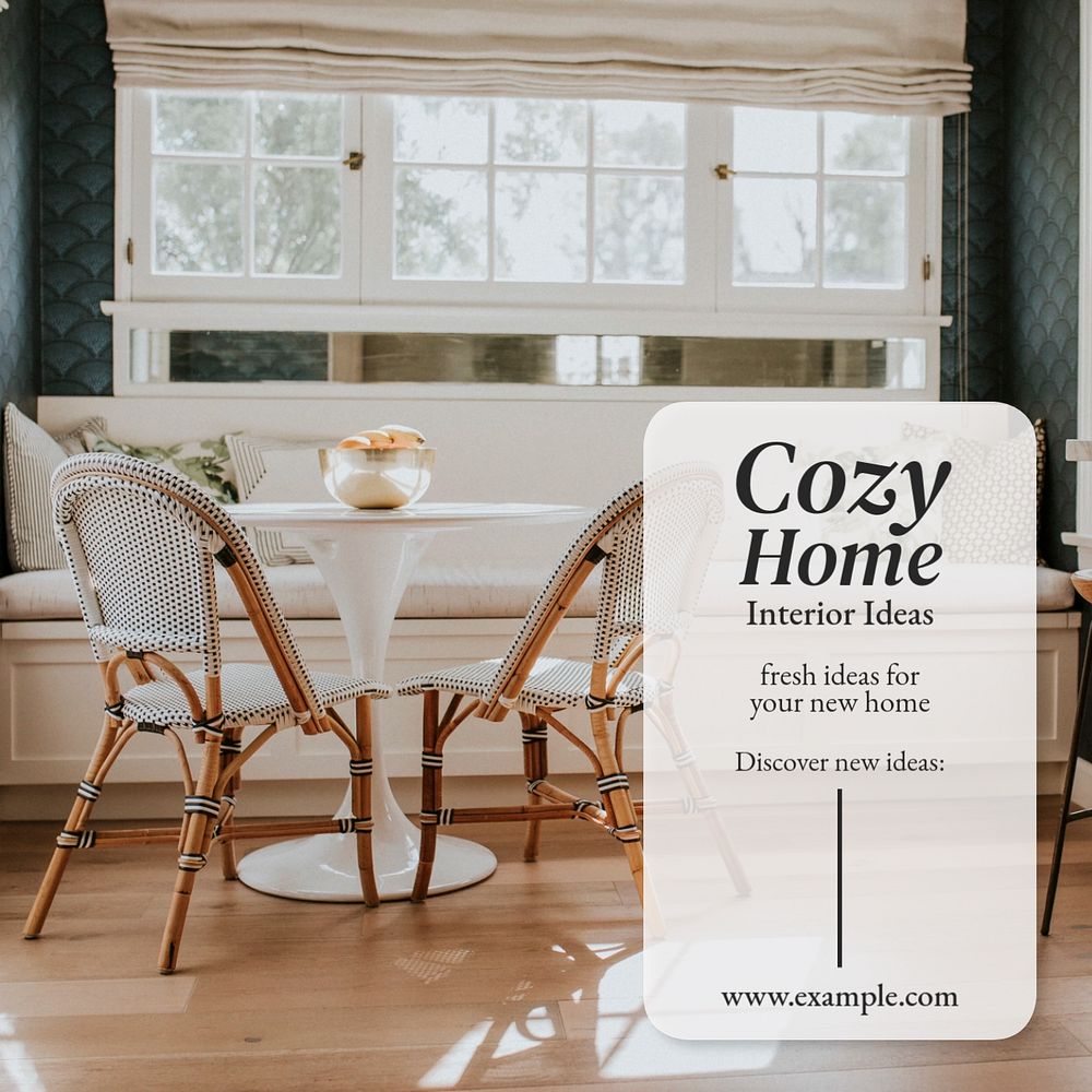 Home interior ideas Instagram post template, editable text