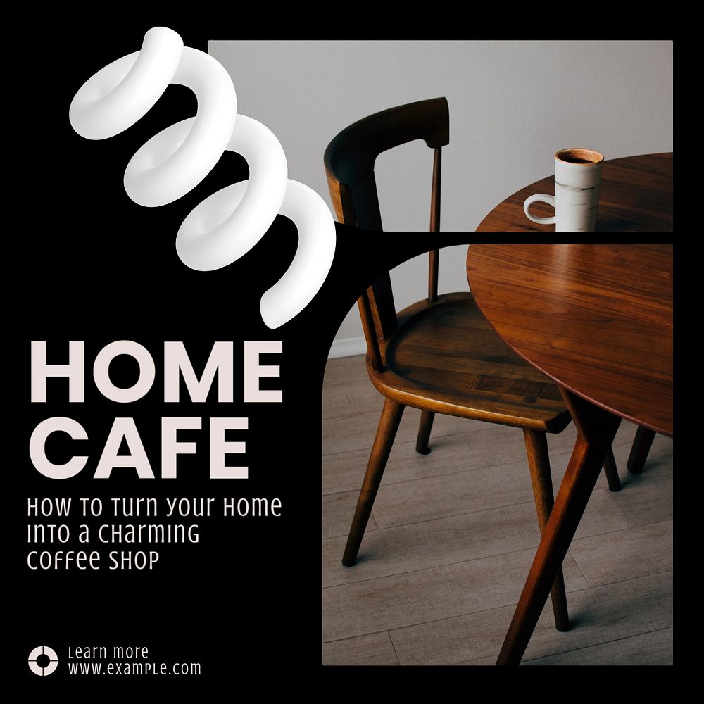 Home cafe Instagram post template, editable text