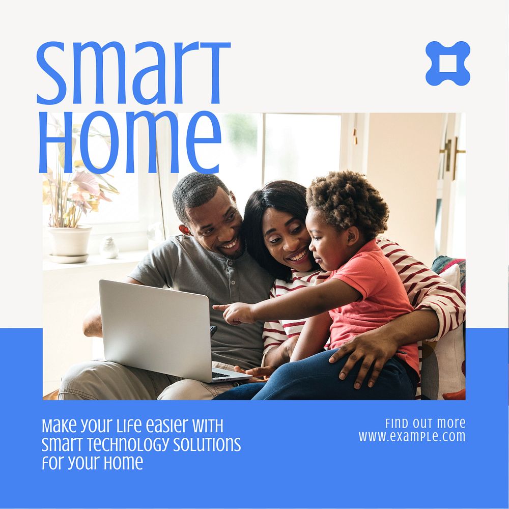 Smart home technology Instagram post template, editable text