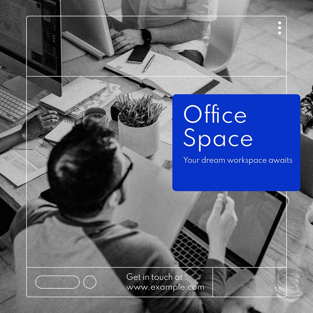 Office space Instagram post template, editable text