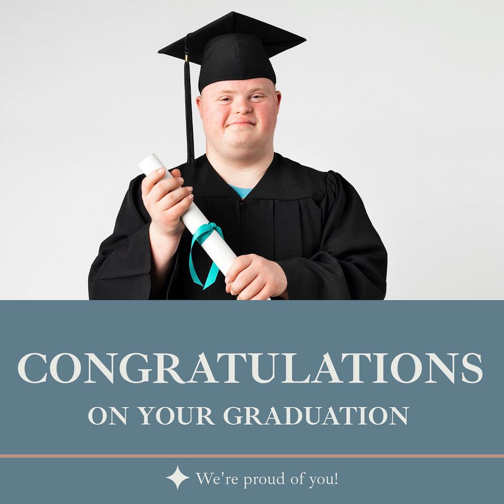 Graduation message Instagram post template, editable text