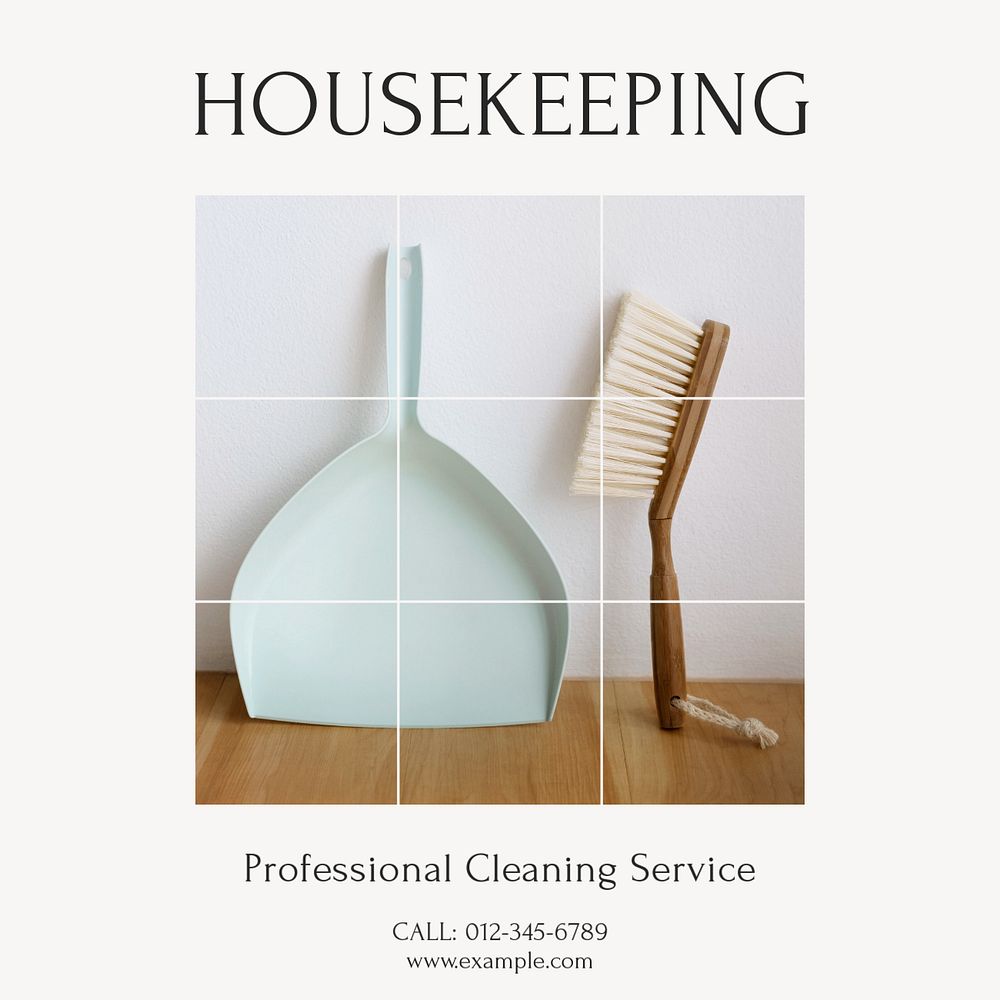 Housekeeping service Instagram post template, editable text