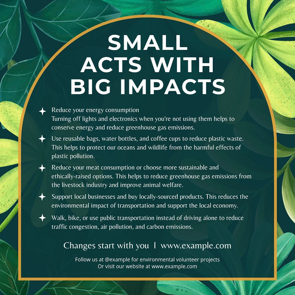 Small acts with big impacts Instagram post template, editable design