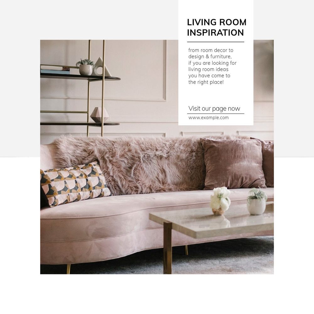 Living room inspiration Instagram post template, editable text