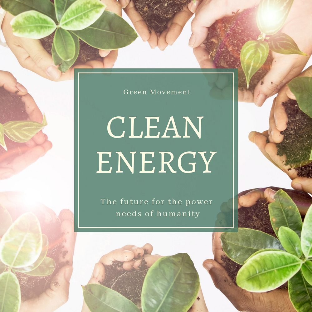 Clean energy Instagram post template, editable text