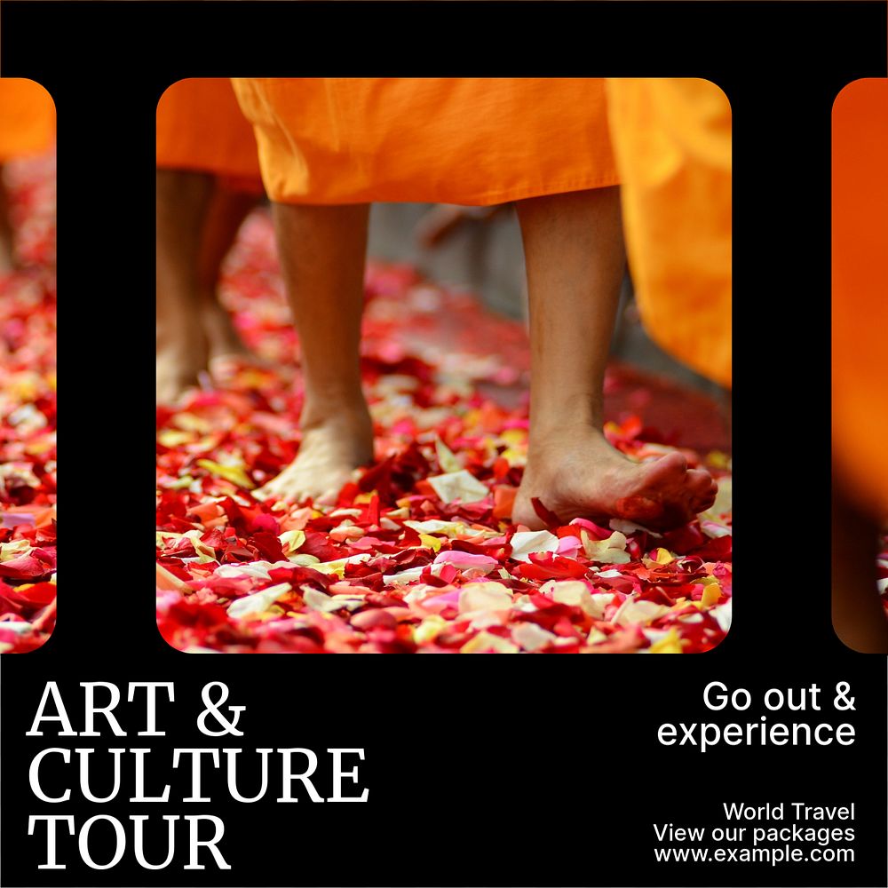 Art & culture tour Instagram post template, editable text